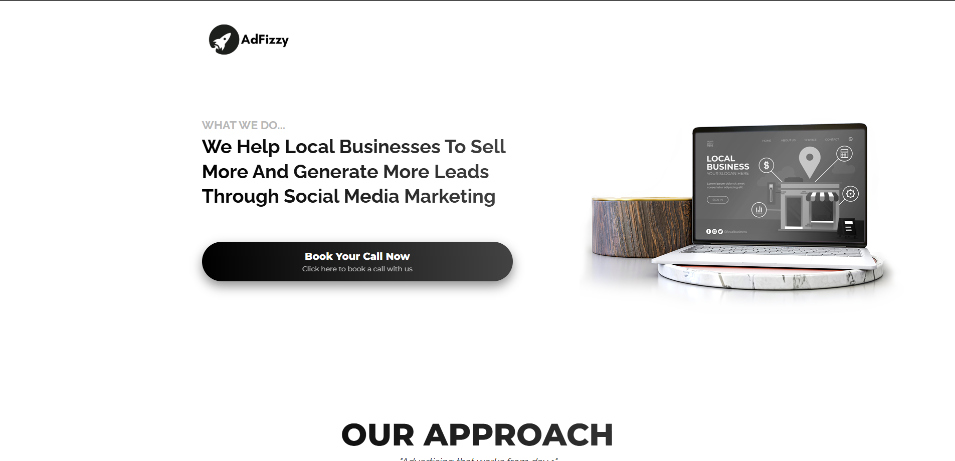 Screenshot of AdFizzy – SMMA Website project
