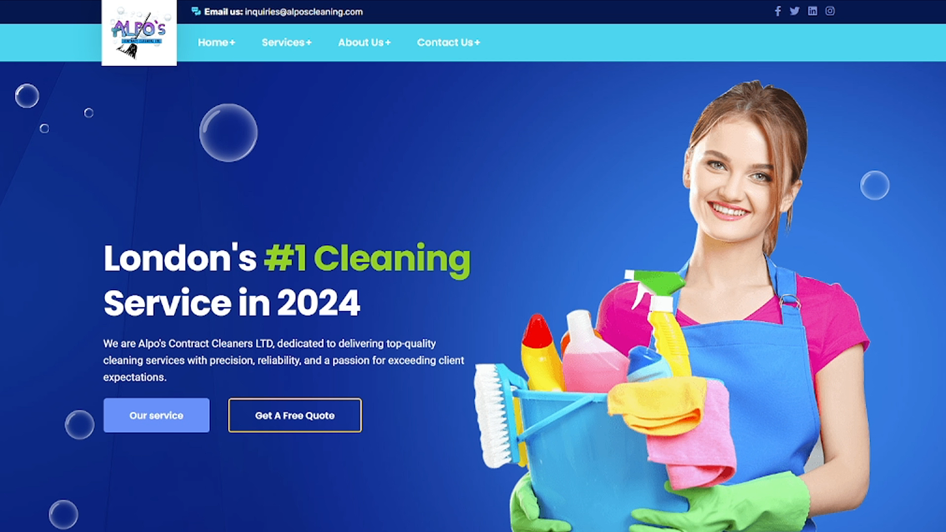 Screenshot of Alpos Cleaning Company project
