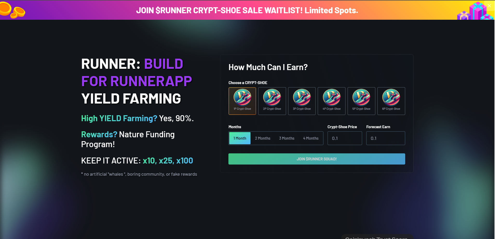 Screenshot of Runner – Crypto Coin Website project
